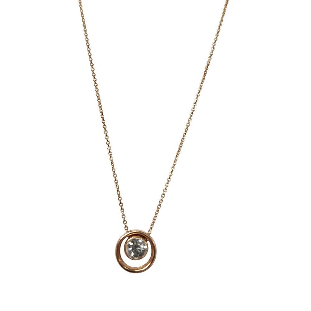 Claires Rose Gold Necklace Crystal Solitaire